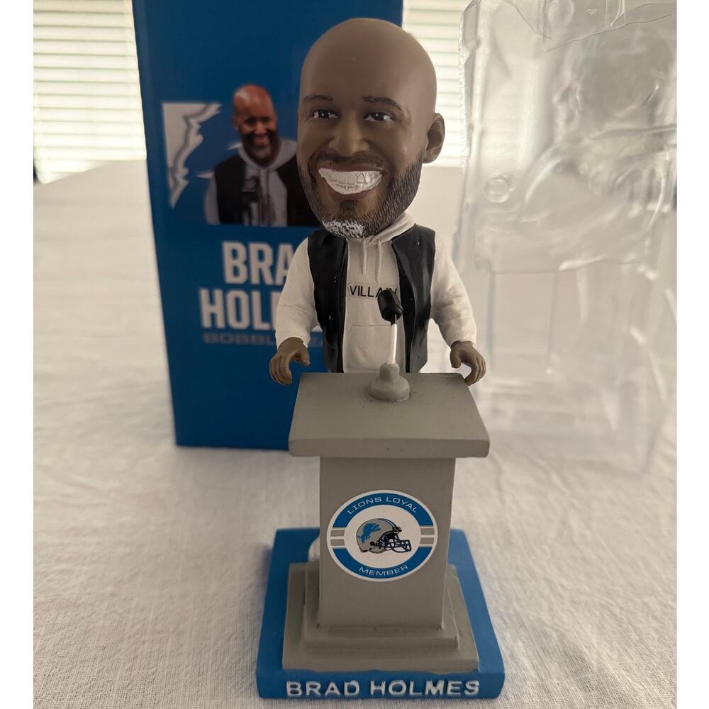Detroit Lions NIB Brad Homes bobble head football NFL
